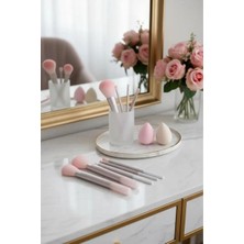 Renas Store Miniso Lisanslı Bronz Renkli 7'li Makyaj Sünger ve Fırça Seti - Profesyonel Yüz ve Göz Makyaj Seti 19 Cm, 2017038110104