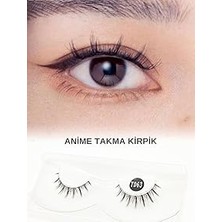 Renas Store Ruby Face Anime Takma Kirpik - Şeffaf Dip Kısım Tam Boy Doğal Ipek Takma Kirpik (1 Çift) No: Td-63