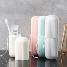 Renas Store Gri Renk Seyahat Tipi Diş Macunu ve Fırçası Kabı Taşınabilir Hijyenik Saklama Kutusu