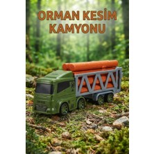 Farbu Oyuncak Timber Truck 38 cm 8 Adet Büyük Boy Kütük Taşıyan Oyuncak Askeri Kamyon Orman Kesim Kamyonu