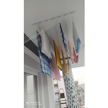 6 Sıra -150 cm Uzunlukta Beyaz Metalik Sankur Asansörlü Çamaşır Kurutma Askısı
