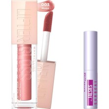 Renas Store Maybelline New York Lifter Gloss Nemlendirici Dudak Parlatıcısı 003 Moon & Mini Falsies Surreal Maskara 4.7 ml Makyaj Seti
