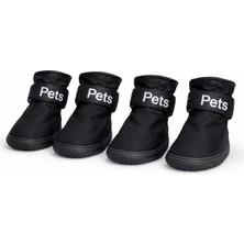 Renas Store Köpek Ayakkabısı 4’lü Set Su Geçirmez Kaymaz Tabanlı Köpek Botu Küçük Orta Irk Köpekler Için Koruyucu Patik Yağmur Kar Çamur Için Dayanıklı Evcil Hayvan Ayakkabısı Siyah (Large)