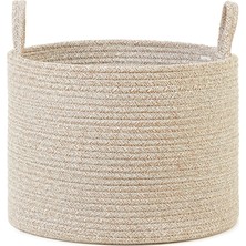 Renas Store Ocean Home Textile Bej Kırçıllı Pamuklu Halat Sepet 35 x 27 cm