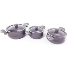 Renas Store Oms 6 Parça Granit Güveç Set Gri Renk