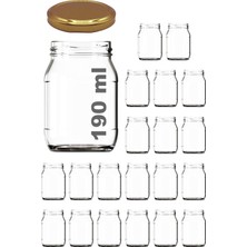 Renas Store 190 ml Metal Kapaklı Konserve Kavanozu 190 cc Şeffaf Bebek Mama Kavanoz 20 Adet (Altın/gold)