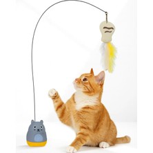 Renas Store Tineke Kediler Için Yere Yapışkan Tabanlı Tüylü Oyun Oltası Eğlenceli Hareketli Kedi Oyuncağı Oltacı Kedi