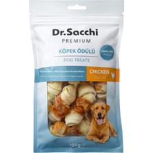 Renas Store Dr.sacchi Premium Tavuk Sargılı Beyaz Sığır Derisi Düğüm Kemik Tahılsız Köpek Ödülü 2” 12-13 gr 8'li