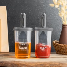 Renas Store Porsima 0520 2'li Silikon Fırçalı Yağlık - Yağdanlık Erzak Saklama Kabı 350 cc Antrasit