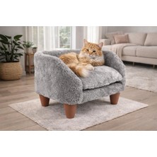 Renas Store Gobypet Peluş Kedi Koltuğu – Yumuşak ve Lüks Kedi Köpek Yatağı, Çıkarılabilir ve Yıkanabilir Kılıf, Rahat Minder, Evcil Dostlar Için Konforlu Yatak (Gri)