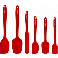 Renas Store Valletta Drongo Isıya Dayanıklı Yanmaz Yapışmaz Silikon Spatula Seti 6 Parça Kırmızı