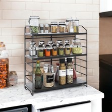 Renas Store Ayarlanabilir Raflı 40CM Baharatlık, Organizer, Düzenleyizi Tezgahüstü Banyo, Mutfak, Ofis Model-1 (Siyah)