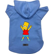 Renas Store Kapişonlu Polar Sweatshirt Köpek ve Kedi Kıyafeti & Elbisesi Mavi Bart Simpson Xs