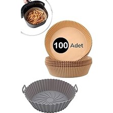 Renas Store Buffer Silikon Airfryer Gri Pişirme Matı 20 cm ve 100 Adet Pişirme Kağıdı