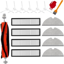 Renas Store Chuancheng Dreame D9/d9 Max/d9 Max Gen2/d9 PRO/L10 Pro Için 17 Parçalı Aksesuar Seti, 1 Ana Fırça, 6 Yan Fırça, 4 Filtre, 4 Silme Bezi, 2 Temizleme Fırçası