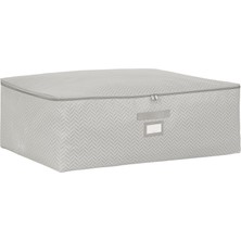 Renas Store Ocean Home Textile Büyük Boy Gri Balıksırtı Baza Altı Hurç 62 x 46 x 22 cm