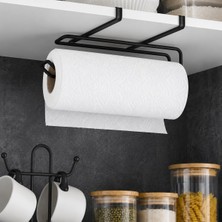 Renas Store Alper Banyo Pratik Solo Havluluk Siyah, Dolap Altı Kağıt Havlu Tutucu, Delmeden Montajlı Mutfak Rulo Havluluk, Askılı Metal Düzenleyici