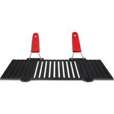 Renas Store Lava Metal Döküm Mangal Izgarası, Çift Silikon Kulplu, 40 x 25 x 0.7 cm