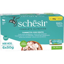 Renas Store Schesir Tam ve Dengeli Ton Balığı ile Çipuralı Jöle Içinde Kedi Konservesi Multipack 6X50G
