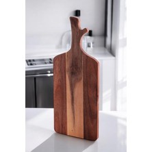 Renas Store Deconox Doğal Akasya Ahşap Kesme Tahtası Saplı, Et, Peynir, Ekmek, Sebze ve Meyve Servis Tepsisi Için Ahşap Mutfak Doğrama Tahtası (46 * 18.5 * 1.5cm)