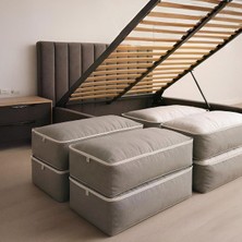 Renas Store Deconox Büyük Boy Bazaaltı Kalın Kumaş Hurç | Kazak Yastık Çok Amaçlı Yatakaltı Düzenleme Hurcu Gri (64CMX45CMX20CM) 4 Lü 6 Lı ve Şeffaf Pencereli Seçenekli (6 Lı Paket)