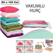 Renas Store 2 Adet Büyük Boy 80 cm x 100 cm Vakumlu Poşet Vakumlu Hurç Vakumlu Torba Yorgan Yastık Saklama Hurcu