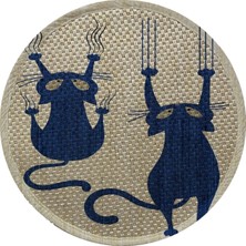 Renas Store Glipet Desenli Çift Taraflı Kedi Tırmalama Paspası Yuvarlak Twoblue 36 * 36 cm