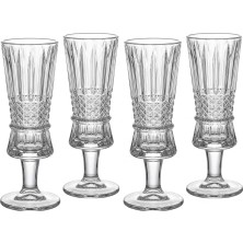 Renas Store Deconox 4'lü Kristal Kesim Ayaklı Cam Kadeh Seti - 120 ml Türk Kahvesi Yanı Su, Şerbet ve Likör Bardağı, Lüks Sunum Kadehi