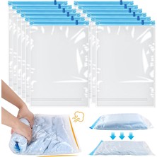 Renas Store Dntorx 12 Adet Vakumlu Torba, Kıyafet Seyahat Için, 40 x 60 cm Vakumlu Torba, Kıyafet Için, Yer Tasarrufu Sağlayan, Vakumlama Torbası, Kıyafet, Tekrar Kullanılabilir Seyahat Aksesuarı, Elbise Torbası,