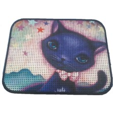 Renas Store Miapet Elekli Desenli Kedi Tuvalet Önü Paspası 60 x 45 cm Mavi Kedi