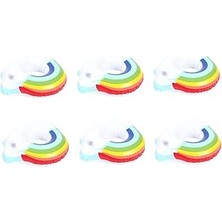 Renas Store Netavantaj Gökkuşağı Desenli Şişme Havuz Deniz Bardak Tutucu Float Bar 6lı Set