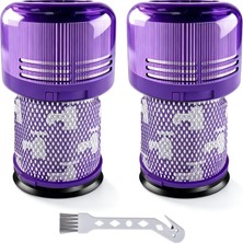 Renas Store Syxtidy Dyson V12 Detect Slim Elektrikli Süpürge Için Yedek Filtre, Absolute Extra/total Clean/fluffy Aksesuar Arka Filtre Yedek Parçası 971517-01 (2 Adet Hepa Filtre 1 Temizleme Fırçası)