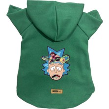 Renas Store Monopetz Kapişonlu Polar Sweatshirt Köpek ve Kedi Kıyafeti & Elbisesi Yeşil Rick And Morty 2 S