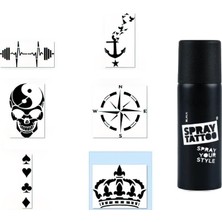 Renas Store Pusula Taç Spray Tattoo Geçici Sprey Dövme Seti