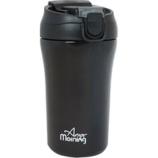 Renas Store Any Morning 400 ml Paslanmaz Çelik Termos Mug, Çift Işlevli Sızdırmaz Kapaklı, Siyah SI232021