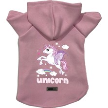 Renas Store Monopetz Kapişonlu Polar Sweatshirt Köpek ve Kedi Kıyafeti & Elbisesi - Pembe Unicorn L Beden