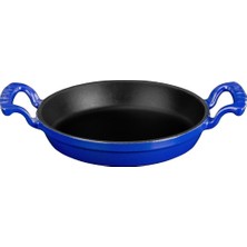 Renas Store Lava Döküm Yuvarlak Sahan Döküm Demir Yekpare Çift Kulplu ÇAP(Ø)16CM. Mavi