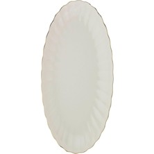 Renas Store Kütahya Porselen Bone Luz Altın File Kayık Tabak 27X19CM Tekli BNLZF28KY20