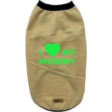 Renas Store Monopetz Yeni Sezon Köpek ve Kedi Kıyafeti - Açık Sarı (Taş) I Love Mommy Xs Beden
