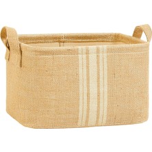 Renas Store Ocean Home Textile Çizgili Jüt Sepet 30 x 21 x 18 cm