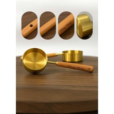 Renas Store Gold Paslanmaz Çelik Ölçü Kaşığı 15 ml Ahşap Saplı Premium Kalite Ölçü Kaşık