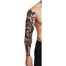 Renas Store Tribal Dragon 1 Hafta Kalıcı Tam Kol Bacak Kaplama Yapıştırma Geçici Dövme 48 cm