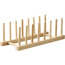 Renas Store Promosyonca Ahşap Tabaklık, Doğal Ahşap Mutfak Organizeri, 28X13X10 Cm, 6 Bölmeli Tabak Tutucu