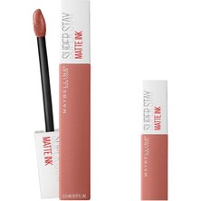 Renas Store Maybelline New York Super Stay Matte Ink Likit Mat Ruj - 65 Seductress (Nude) & Mini Super Stay Matte Ink Likit Mat Ruj 65 Seductress Makyaj Seti