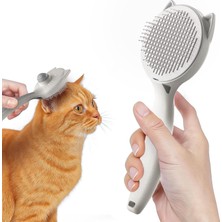 Renas Store Kedi Köpek Tarağı – Otomatik Temizlenen Düğmeli Evcil Hayvan Tarağı, Masaj Etkili Yumuşak Tarama Fırçası, Kolay Temizlenen Pratik Kedi Tarak Fırçası (Gri) Atapet