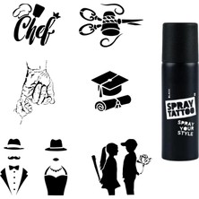 Renas Store Sanatsal Modeller Spray Tattoo Geçici Dövme Seti Dark Siyah Sprey
