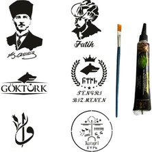 Renas Store Fatih Atatürk Geçici Dövme Yapma Seti Siyah Kına ve Fırça Hediyeli