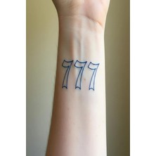 Renas Store 777 Şans Sayısı Minimal Yarı Kalıcı Geçici Dövme 1 Ay Kalıcı Yapıştırma Dövme 5x5 cm
