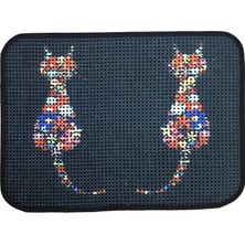 Renas Store Miapet Elekli Desenli Kedi Tuvalet Önü Paspası 60 x 45 cm Ters Kediler