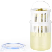 Renas Store Orret Home Zeytinlik ve Turşuluk Saklama Kabı – 1,5 Lt Süzgeçli, Contalı ve Klipsli Kapaklı Saklama Kabı, Hava ve Sıvı Geçirmez, Zeytin, Turşu ve Gıda Saklama Kabı